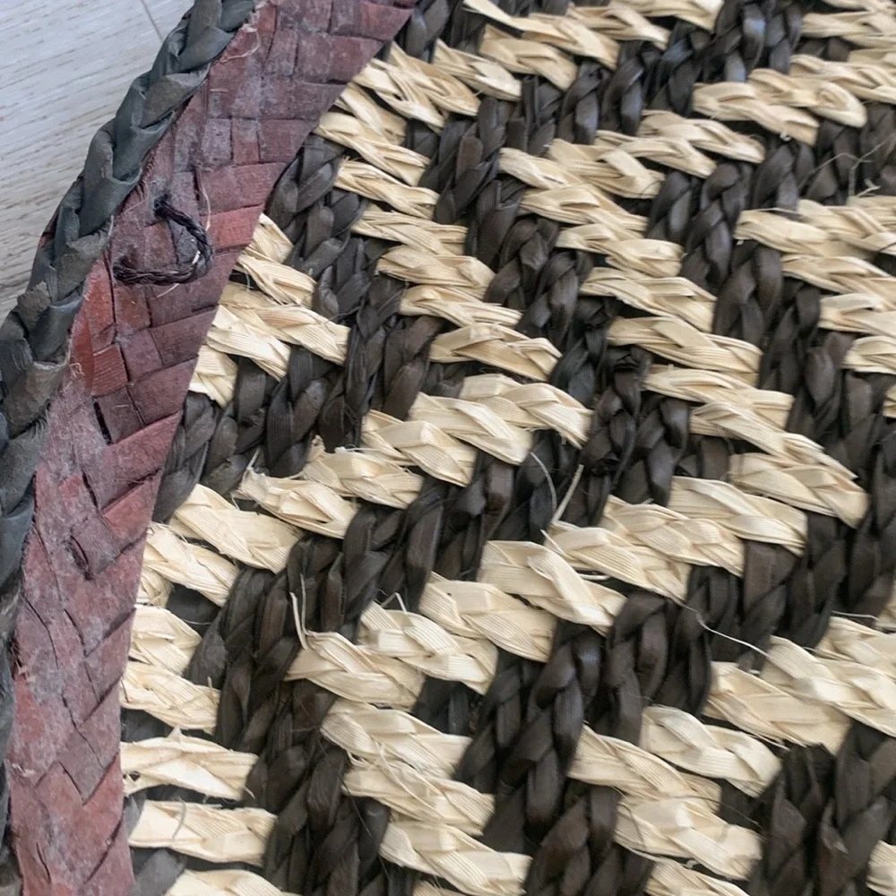 Woven‎ zigzag chevron Set of 2 larger round baskets wallDecor two tones boho art